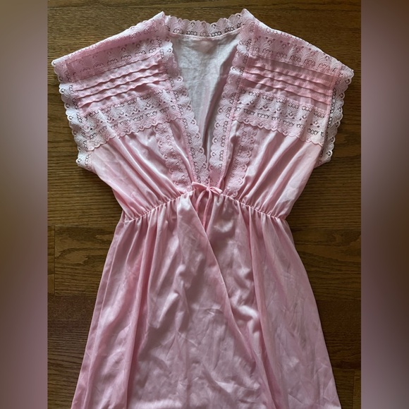 Vintage 90s Pink Lace Maxi Slip Dress Rikki Medium Fairy Cottagecore Coquette - Picture 2 of 9
